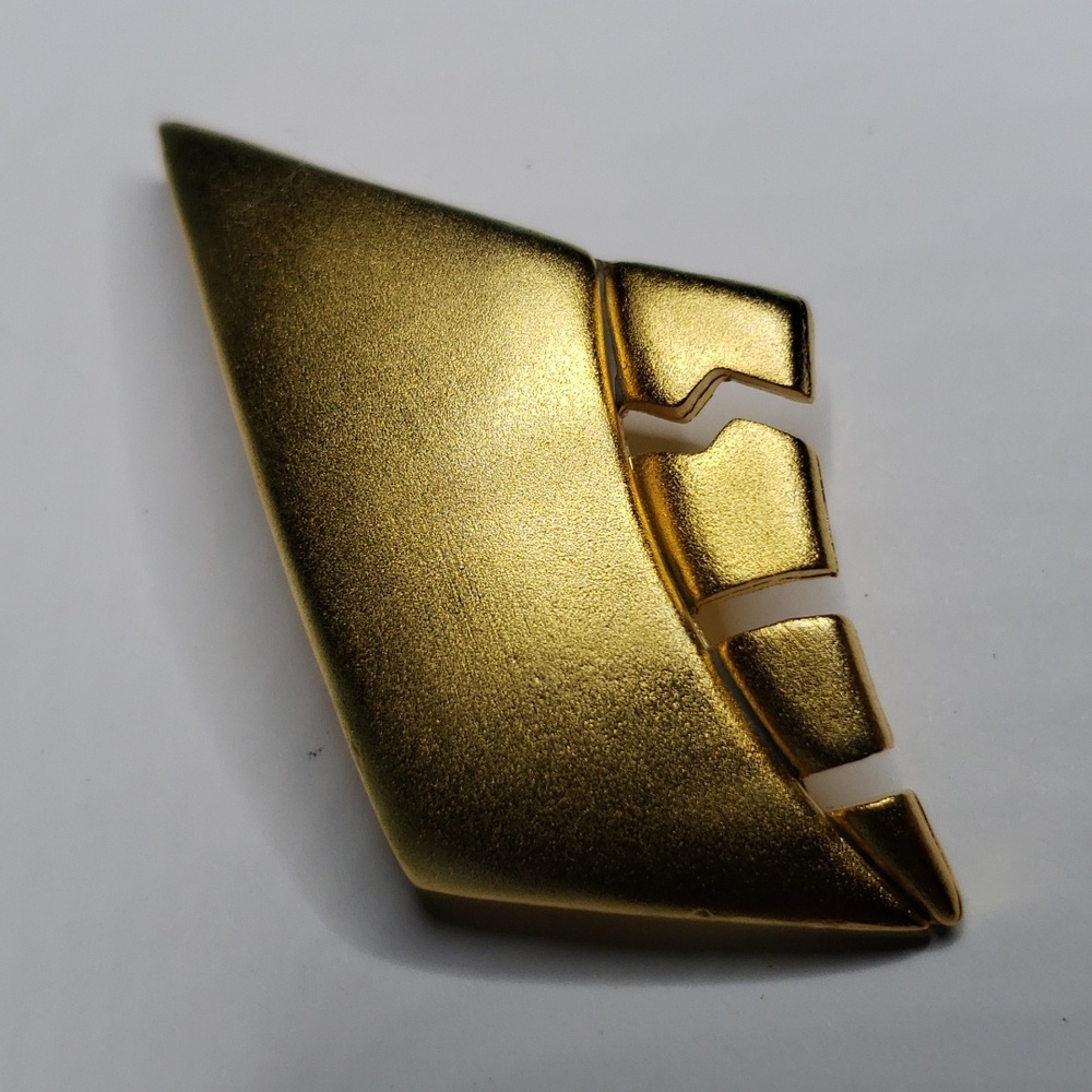 Vintage 80s DURI Gold 2 inch geometric brooch pin Jewelry~